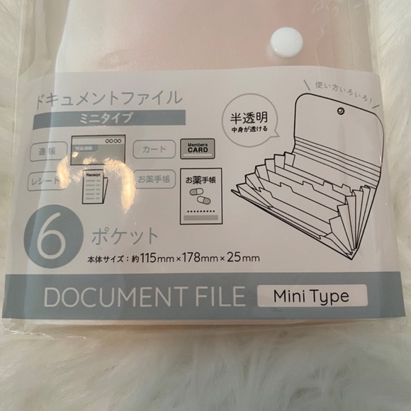 6-Pocket Document File with Index Sticker Paper. Mini Type. Translucent. Pink. - Picture 3 of 9